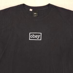 Obey Casual Crew Neck Short Sleeve Graphic Shirt Mens Size Medium M Black